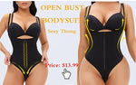 GUUDIA Ribbed Tummy Jumpsuit Daily Shaper Bodysuits Light Control Compress Tummy Control Open Crotch Shapewear Suits Open Crotch