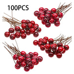 100pcs Simulated Berries Artificial Christmas Decoration Christmas Decoration Christmas Tree Accessories Home Decoration Props