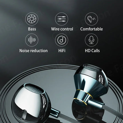 USB Type C Headphone HiFi Bass Stereo Volume Control Mic 3.5mm Wired Earbuds For Galaxy S24 S23 S22 S21 Ultra iPhone 15 Pro Max