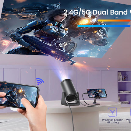 Wimius L1 Mini Projector Support 1080P Android 11 4K Projector 300 ANSI WiFi BT5.0 Auto Keystone Portable 270° Rotable Projector