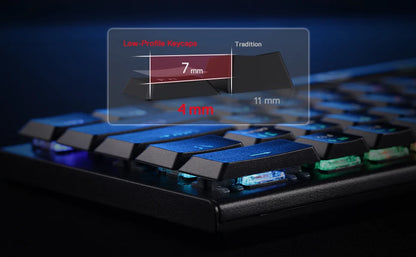 Redragon K618 Horus Wireless RGB Mechanical Keyboard, Bluetooth/2.4Ghz/Wired Low Profile Gaming Keyboards, Brown/Blue Switch