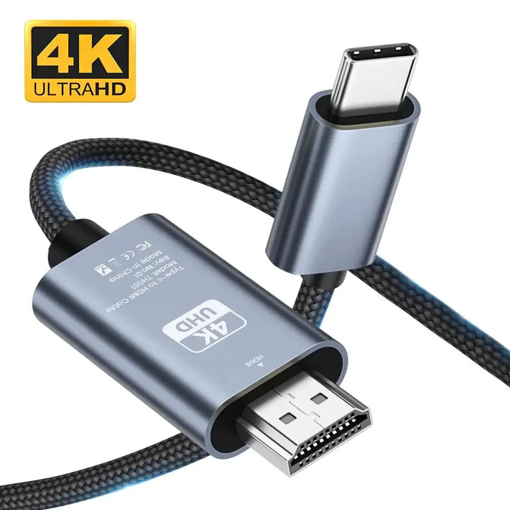 USB C to HDMI Cable 6.6ft 4K@60hz Braided Type-C to HDMI Cable Ultra High Speed Adapter Cable for MacBook Pixel iPad Dell