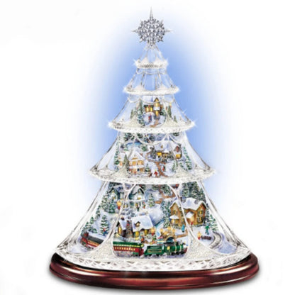 Christmas Tree Rotating Sculpture Train Decorations Paste Window  Stickers