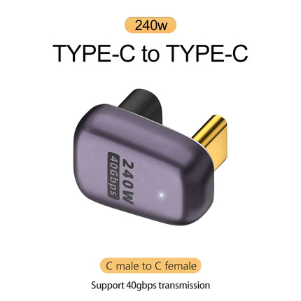 NNBILI 5A Type-C OTG Adapter 240W Fast Charging Data Converter USB4.0 40Gbps Support 8K 60Hz USB C 90/180 Degree Elbow Adapter