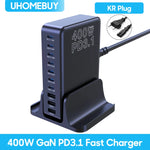UHOMEBUY 400W USB C Charger 10-Ports GaN Charging Station 140W Max Single Port PD3.1 Fast Charger for MacBook Pro iPhone Samsung