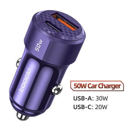 Toocki 50W Car Charger USB C Quick Charge QC PD 3.0 Type C Fast Charging for iPhone 14 Pro Max Xiaomi POCO Samsung Car Charger