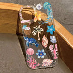 Transparent Turtle Lobster Coconut Print Case For iPhone 16E 16 15 14 13 12 11 Pro Max Mini Soft Covers