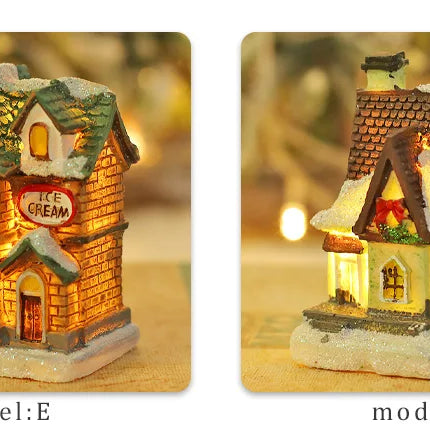 1~6pcs LED Night Light Christmas Ornaments 2024 Luminous Castle Snow House Sculpture Xmas Decoration for Home New Year Navidad