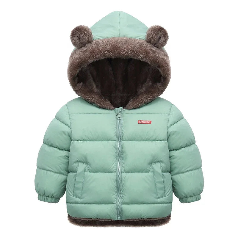 Baby Boys Girls Jacket Hooded Cotton Outerwear Children's Thick Fleece Coat Cashmere Padded Jackets Winter Boys Girls Warm Coats