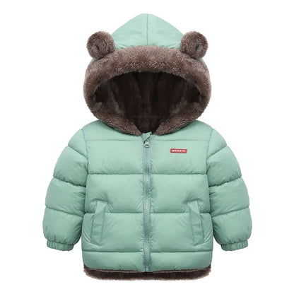 Baby Boys Girls Jacket Hooded Cotton Outerwear Children's Thick Fleece Coat Cashmere Padded Jackets Winter Boys Girls Warm Coats