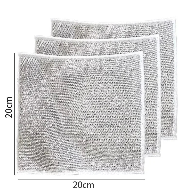 6/10pcs Cleaning products Dishcloth Silver Wire Cleaning Kitchen Cloth Thickened Microfiber Wash Towel Built-in Sponge Ball Rag