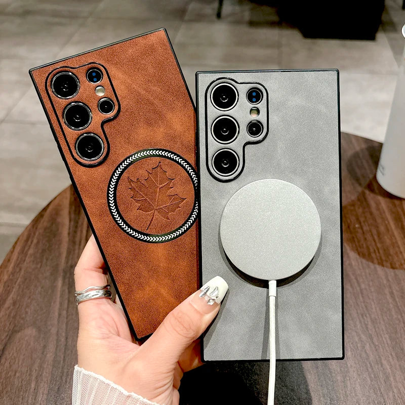 Retro Leather Case For Samsung Galaxy S25 S24 S23 S22 S21 Note 20 Ultra FE Note20 S 25 24 23 S24FE For Magsafe Magnetic Cover