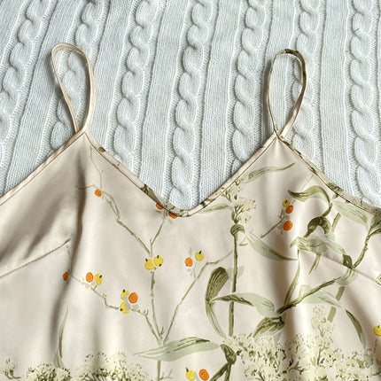 Elegant Floral Print Cami Tops   Ruffle Hem Shorts Pajama Set  Women's Sleepwear   Loungewear