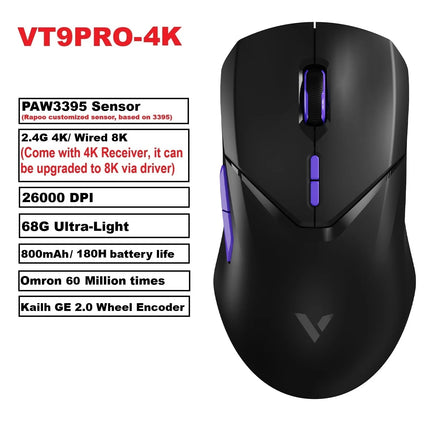 Rapoo VT9PRO PAW3398 Wireless Gaming Mouse 26000DPI 68g Lightweight Wired Wireless Mouse 160H Super Long Battery Life