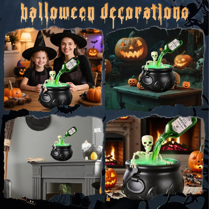 Sets Witch Cauldron Decoration With Magic Levitation Potion Bottle And Atomizer Dark Plastic Magic Basin Suitable for Halloween