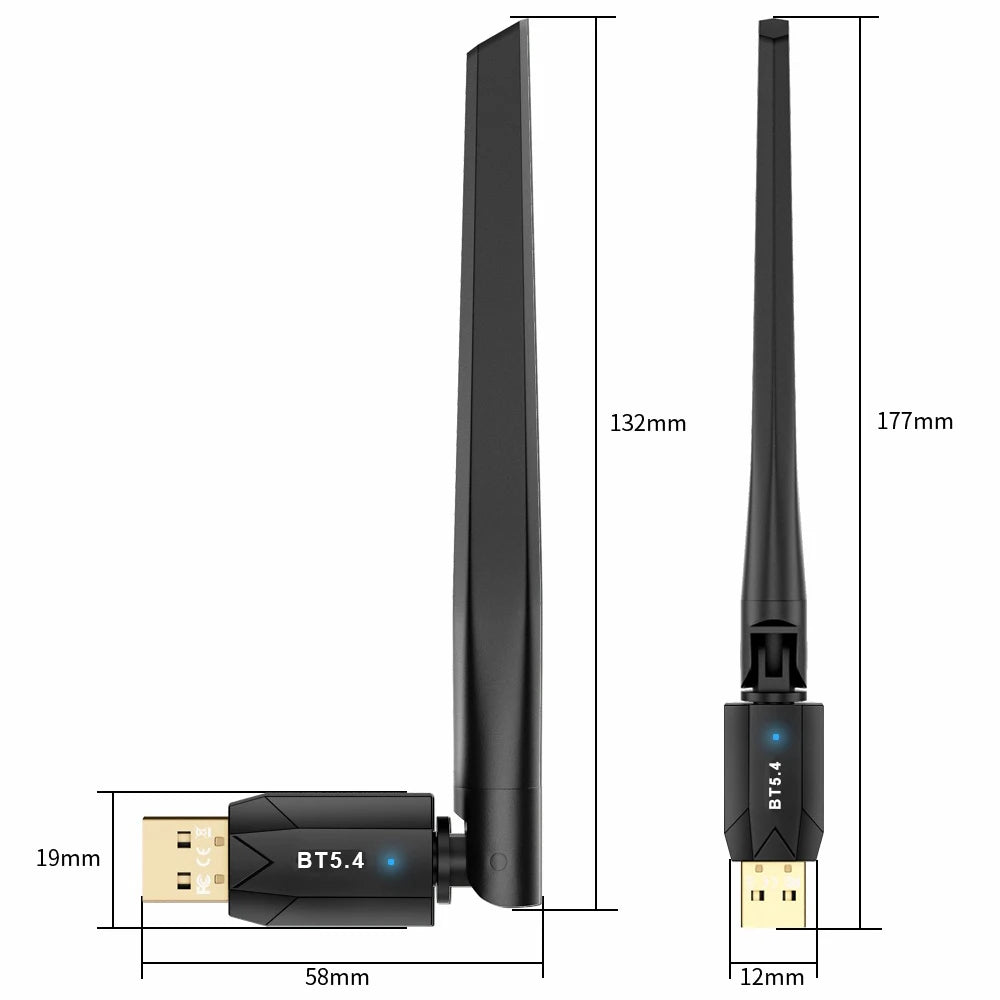 150M Bluetooth 5.4 Adapter USB Bluetooth Dongle Driver Free for Windows 11/10/8.1 Mouse Keyboard Audio Receiver Transmitter