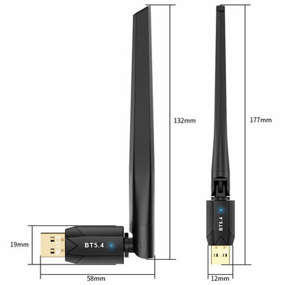 150M Bluetooth 5.4 Adapter USB Bluetooth Dongle Driver Free for Windows 11/10/8.1 Mouse Keyboard Audio Receiver Transmitter