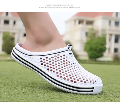 YRZL Men Summer Shoes Sandals Men's Holes Sandals Hollow Breathable Flip Flops Clogs Shoes Fashion Beach Slippers Big Size 45