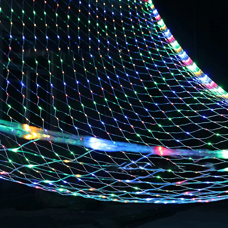 EU plug 1.5x1.5M 2x3M Christmas Garlands LED String Christmas Net Light Fairy Xmas Party Garden Wedding Decoration Curtain Light