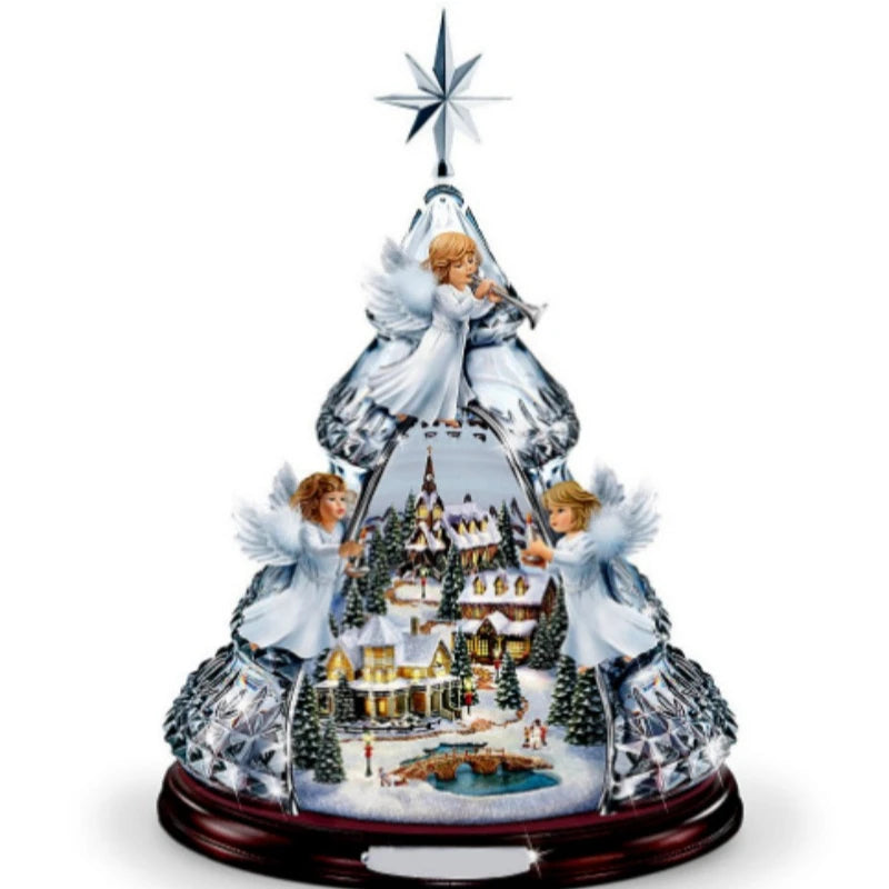 Christmas Tree Rotating Sculpture Train Decorations Paste Window  Stickers