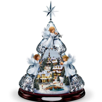 Christmas Tree Rotating Sculpture Train Decorations Paste Window  Stickers