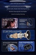 T75 Sport Bone-Conduction Bluetooth 5.3 Earphones HiFi Sound Wireless Headphones Earclip Waterproof Open Ear Headset Earring