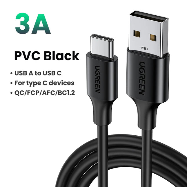 UGREEN USB C to USB A Cable USB-C Charger Type C Fast Charging Data Cable for Samsung Galaxy S9 Huawei P30 Quick Charge USB Cord