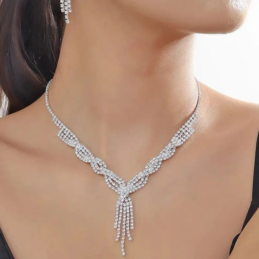 4pcsEuropean and American luxury and high sense temperament Bride diamond banquet set chain ornaments