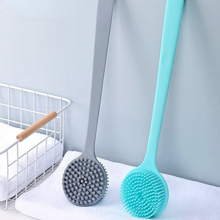 Double-Sided Silicone Back Scrubber Long Handle Long Handle Body Bath Brush Mud Back Scrubber Shower Massage Exfoliation Brush