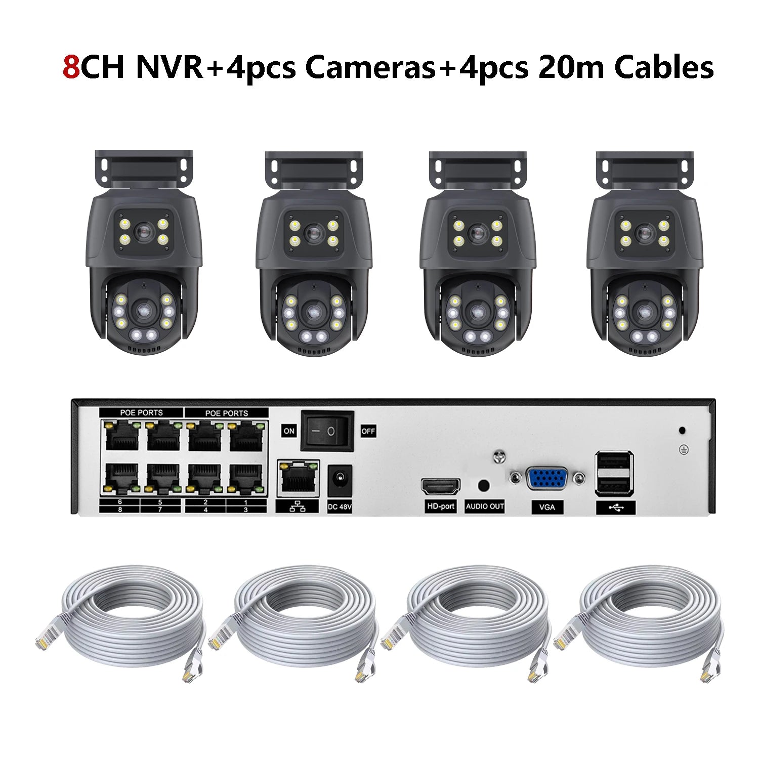 XMEYE Waterproof 6MP HD POE Surveillance Camera System Dual Lens PTZ WIFI IP Home Security 4CH 8CH POE NVR Video H.265 CCTV Kit