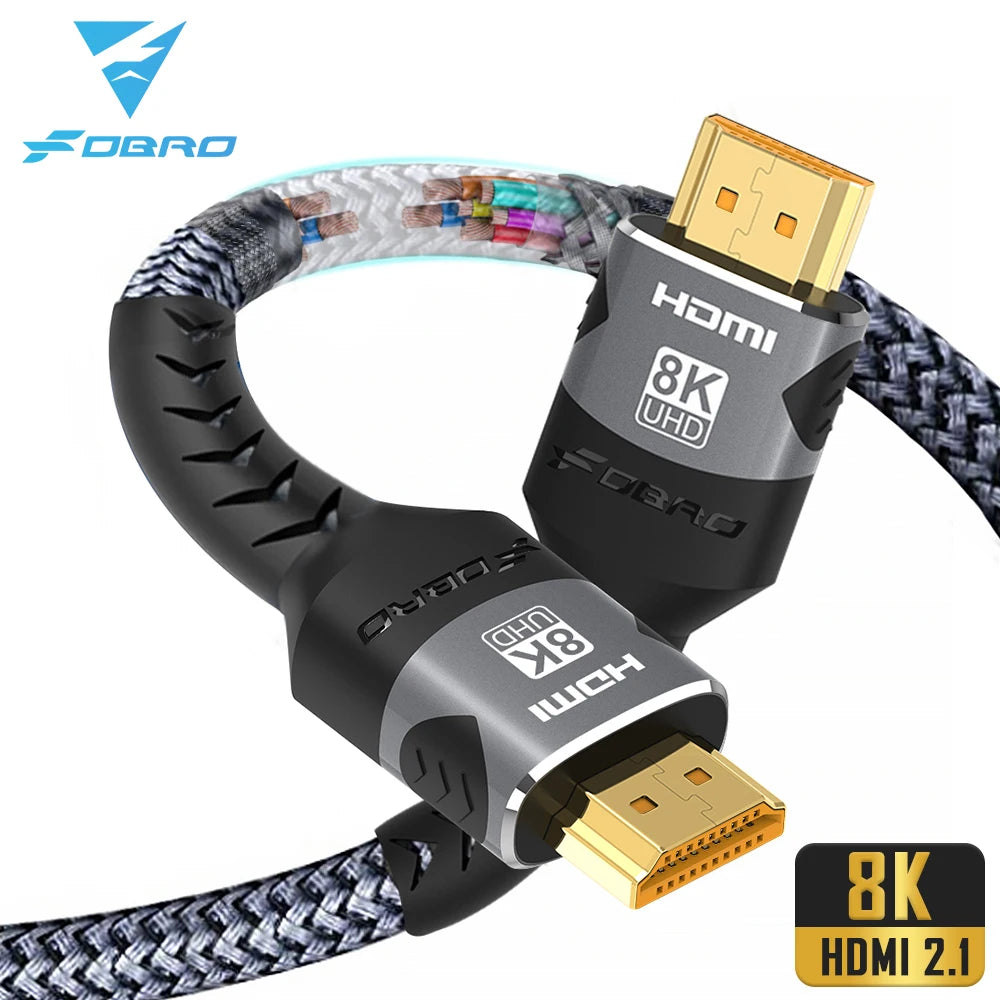 8K HDMI-Compatible Cable 4K@120Hz 8K@60Hz HDMI 2.1 Cable 48Gbps Adapter For RTX 3080 eARC HDR Video Cable PC Laptop TV box PS5