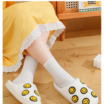 Little Cute Smile Face Slippers Houseshoes Women's House Smile Ladies Indoor Winter Fluffy Cozy Home Comfy Women Shoes