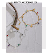 Yhpup Colorful Natural Stone Bead Flower Chain Stainless Steel Beach Anklet for Women Exquisite Summer Jewelry Bijoux Femme