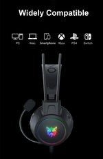 ONIKUMA RGB Gaming Headphones with HD Flexible Mic 3.5mm Gaming Headsets For PC Xbox PS4 PS5 Switch Computer Games
