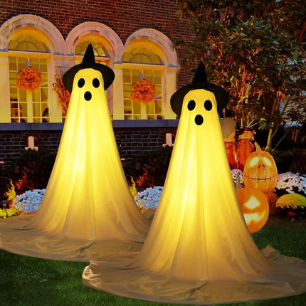 2 Packs Halloween Decorations Outdoor Cute glow Indoor Spooky Ghost Scary Ghosts Decor for Yard Garden Home birthday decoration