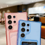 Phone Case For Samsung Galaxy S21 FE S22 S23FE S24 Plus Ultra - Clear Transparent Wallet Card Holder Silicone Protective Cover