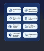 T75 Sport Bone-Conduction Bluetooth 5.3 Earphones HiFi Sound Wireless Headphones Earclip Waterproof Open Ear Headset Earring