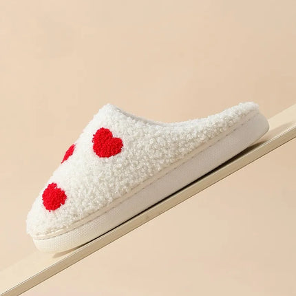 House Slippers for Women, Cute Big Small Heart, Fluffy Cozy Home Comfy Shoes for Ladies, Indoor Slippers for Winter, Mushroom