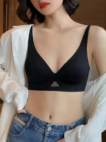 Seamless Bras For Women Wireless Bra Push Up Deep V Glossy Underwear Female Bralette Invisible Padded Brasiere Sexy Lingerie