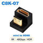UGOURD HDMI2.1 Cable Adapter mini micro hdmi to HDMI 2.1 Converter 48Gpbs 8K60HZ 4K120HZ for HDTV Projector PS4 PS5 Laptop PC