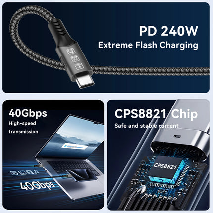 8K USB4 Type C Cable 40Gbps 240W PD3.1 QC4.0 For Samung Thunderbolt 4 Fast Charging Cable Thunderbolt3 USB C to C Data Transfer
