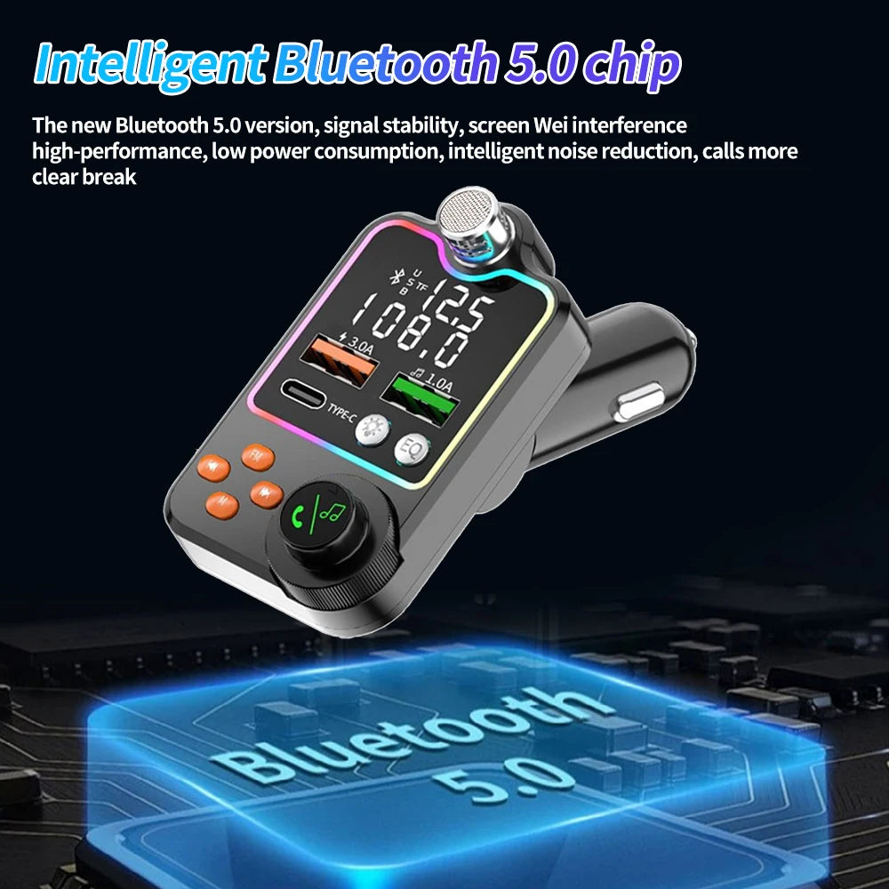 Car FM Transmitter Modulator Bluetooth 5.0 Dual USB Car Charger