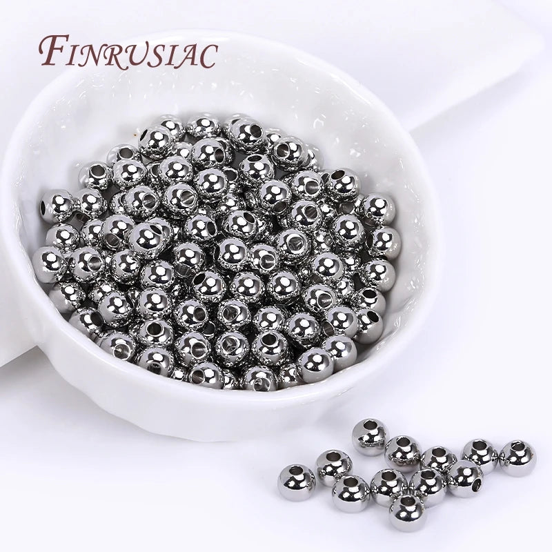 18K Gold Plated Separators For Bead,Spacers Beads For Jewelry Making,Brass Metal Round Beads,DIY Bracelets/Necklace Accessories