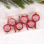 6pcs/box Christmas Tree Pendant Red Star Candy Snowflake Xmas Ball Ornament New Year 2025 Home Decoration Noel Gift Navidad 2024