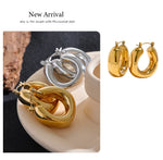 Yhpup High Quality Stainless Steel Round Geometric Chunky Hoops Earrings for Women Charm Metal Simple Fashion Jewelry Waterproof