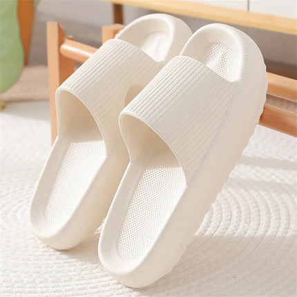 Women Bathroom Slippers Cloud Cushion Slides Summer Soft Thick Platform Home Men Indoor Non-slip Flat Flip Flops Quick Drying