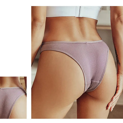 5Pcs/Set Women Cotton Brazilian Panties V Waist Female Underwear Comfortable Underwear Low Rise T-Back Bikini Girls Lingerie New
