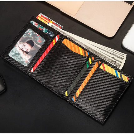 Men Smart Wallet Credit Card Holder for AirTag Carbon Fiber Aluminum Automatic Pop Out Cardholder Case with Money Clip