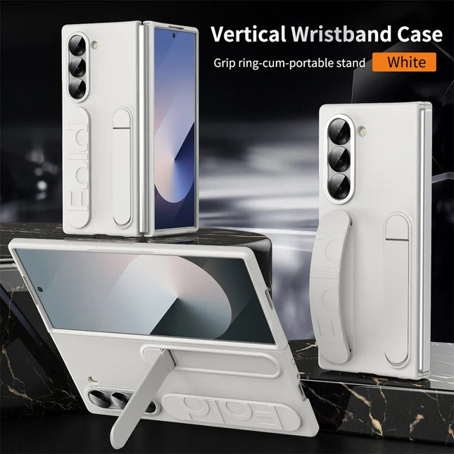 Luxury Wristband Invisible Bracket Case for Samsung Galaxy Z Fold 6 5 4 3 7 fold6 Hand Wrist Strap Folding Stand Silicone Cover