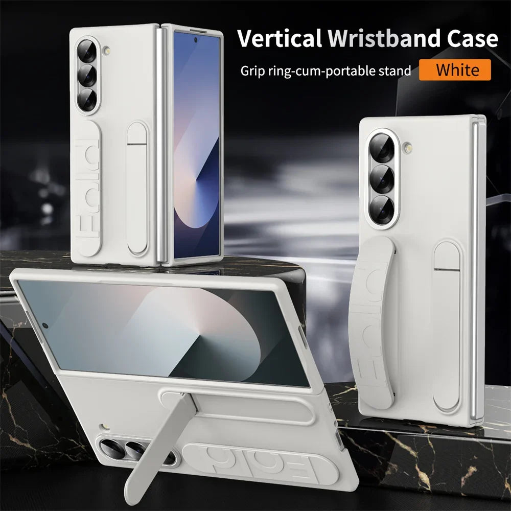 Luxury Wristband Invisible Bracket Case for Samsung Galaxy Z Fold 6 5 4 3 7 fold6 Hand Wrist Strap Folding Stand Silicone Cover